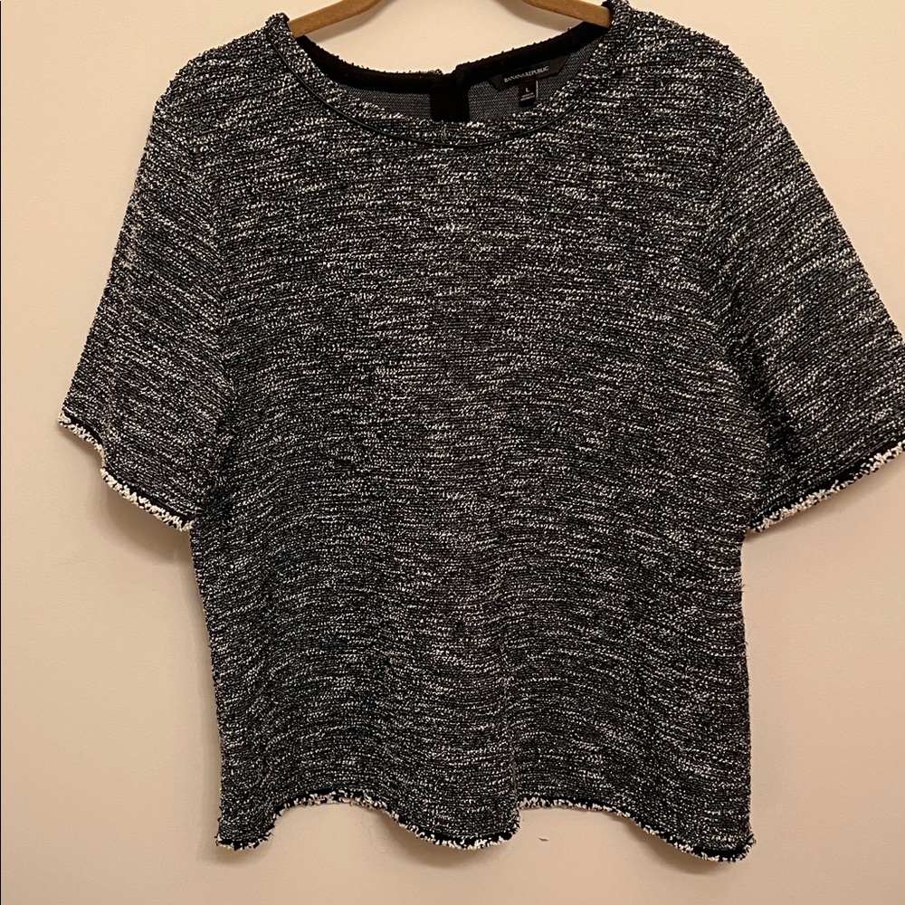 Banana Republic top in black and white with sparkle.